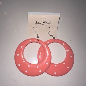 Pale Pink + White Polka Dots Earrings